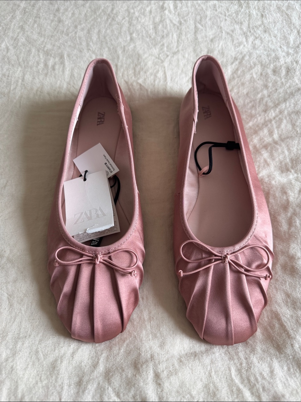 NWT Zara Pink Satin Pleated Ballet Flats SOLD OUT - Size 9